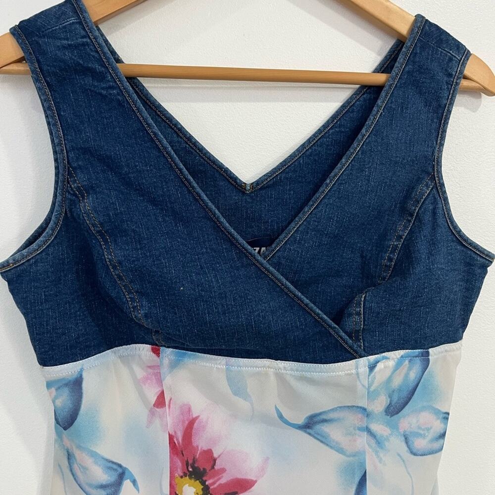 Vintage Forenza Denim Floral Y2K Top 8 Artsy Statement Festival - Picture 2 of 10